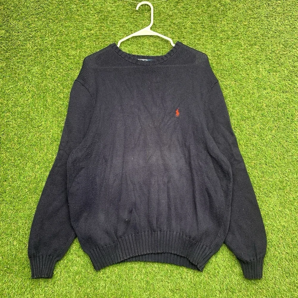 Polo Ralph Lauren Crewneck Sweatshirt Mens XL Blue Fade Pony Sweater 90s Y2K